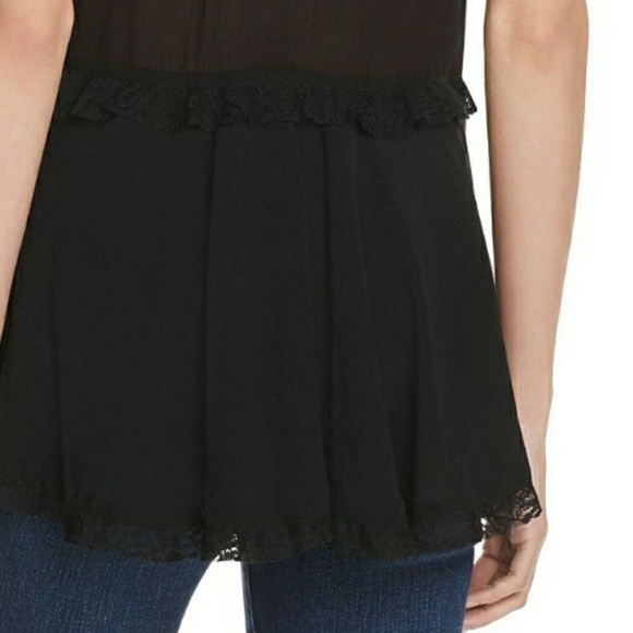 FREE PEOPLE LACE TRAPEZE CAMI BLACK - Picture 6 of 7